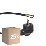 Opakowanie 25x Noxion Power Kabel zasilający Czarny - Schuko Europlug + Końcówki otwarte - 2m - 3 pole 0,75mm2